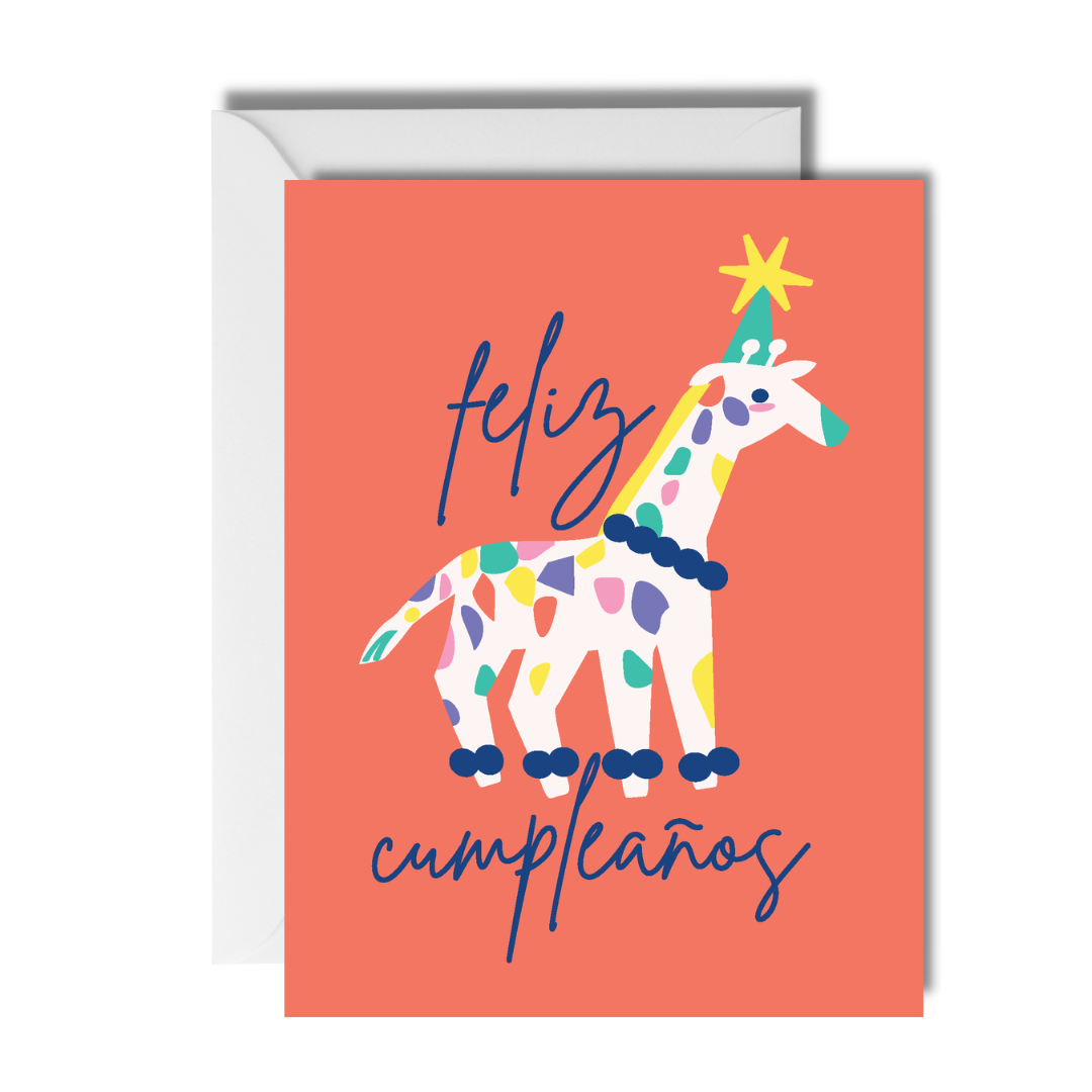 Animal Party Giraffe - Spanish Birthday Card | Children's