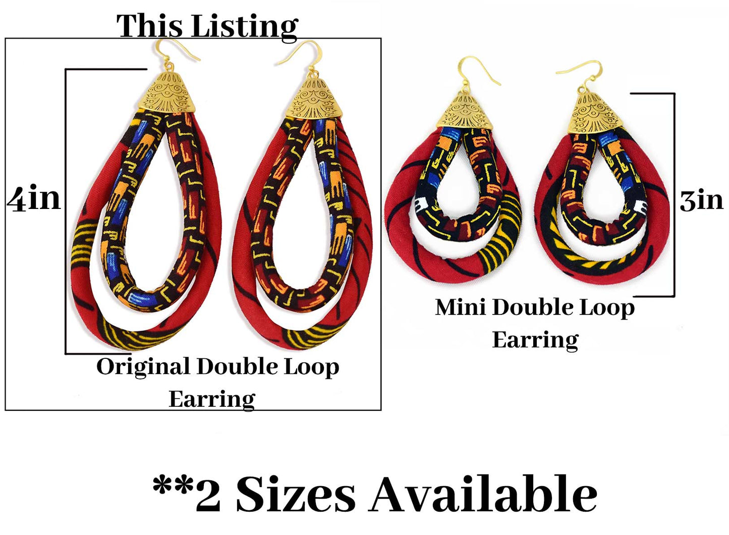 Ankara African Double Loop Earrings | African Tribe Jewelry