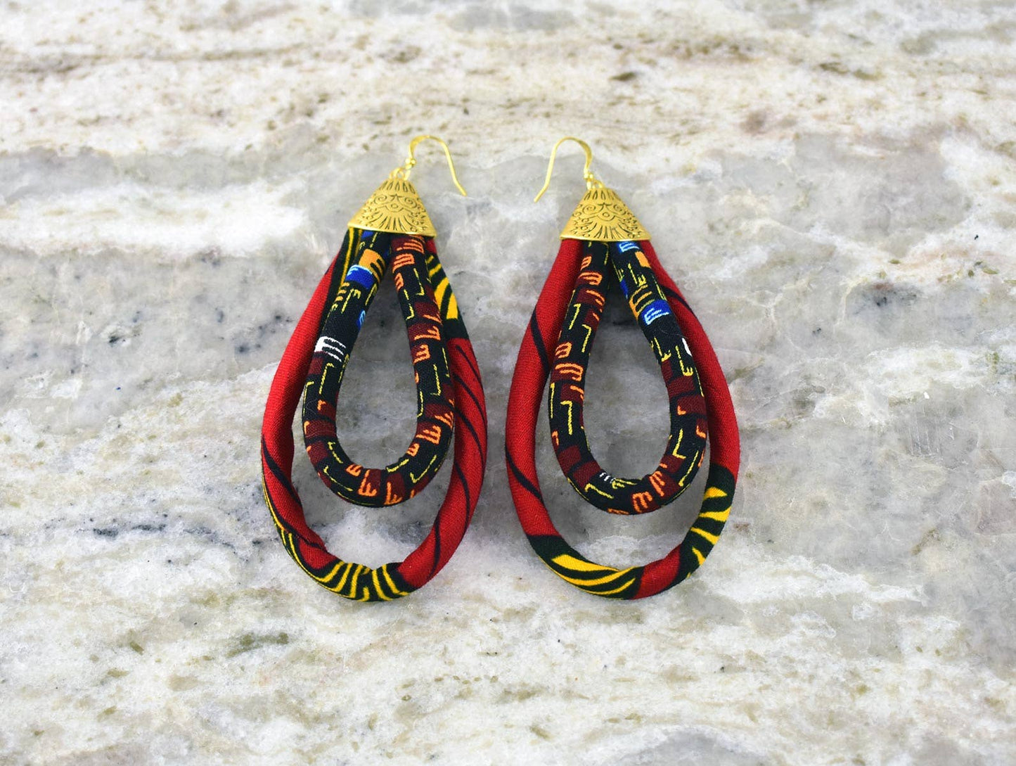 Ankara African Double Loop Earrings | African Tribe Jewelry