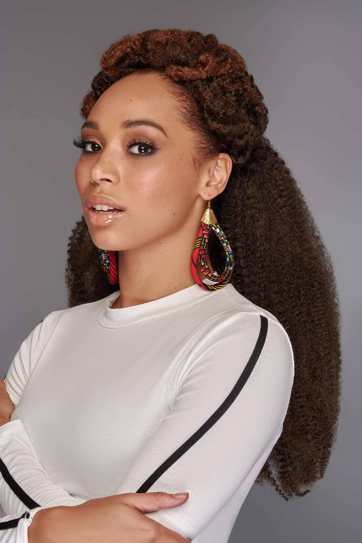 Ankara African Double Loop Earrings | African Tribe Jewelry