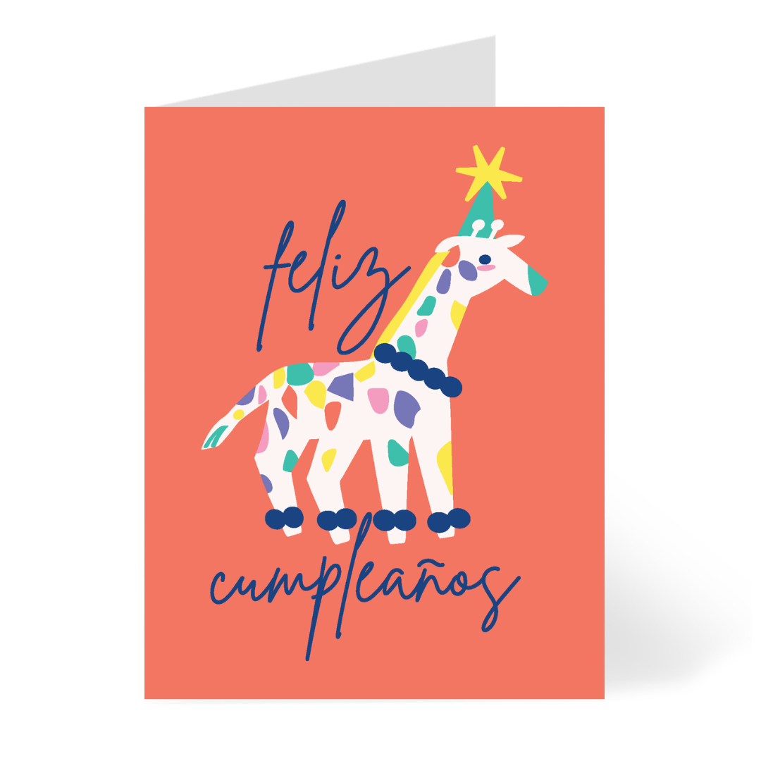 Animal Party Giraffe - Spanish Birthday Card | Children's