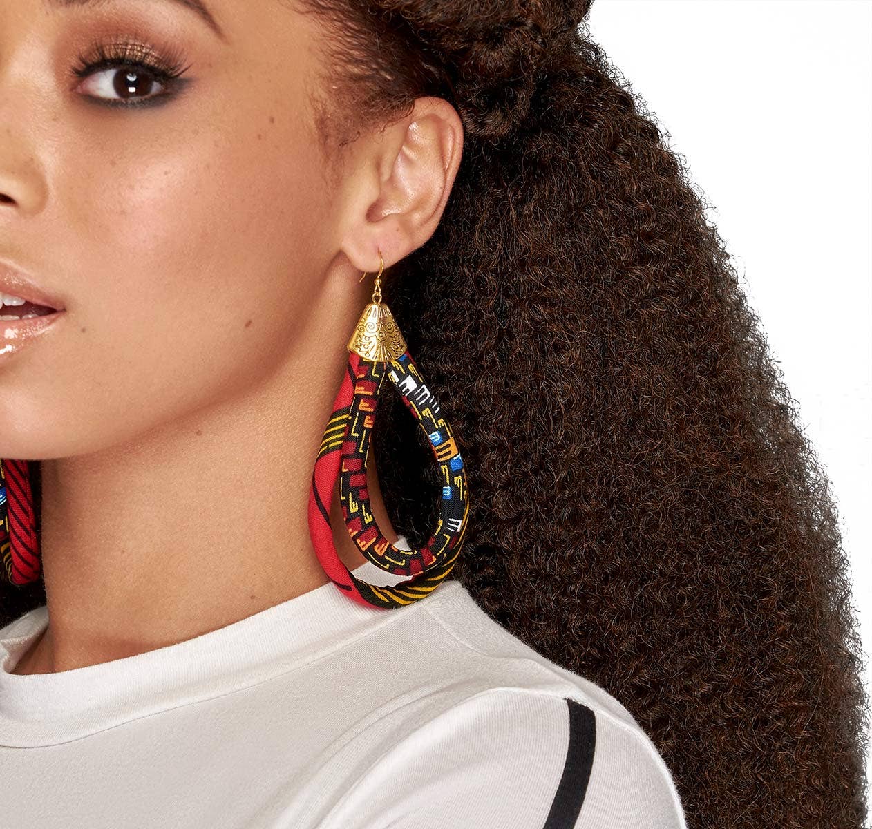 Ankara African Double Loop Earrings | African Tribe Jewelry