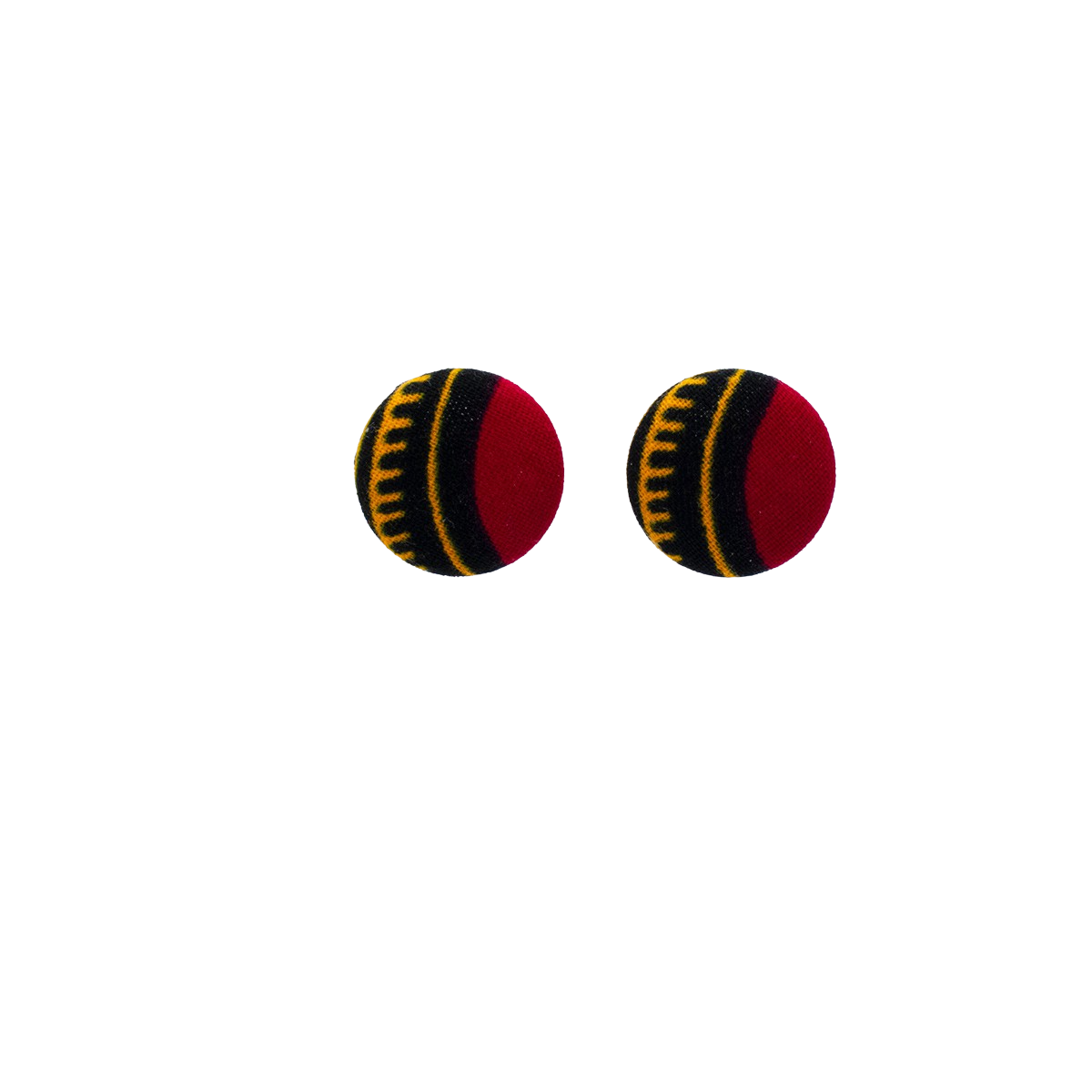 Red Button Earrings | Red, Black, & Yellow Print Earrings