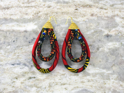 Ankara African Double Loop Earrings | African Tribe Jewelry