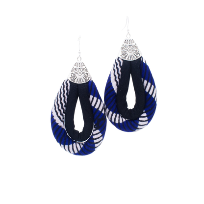 Mini Double Loop Earrings | Blue, White & Black