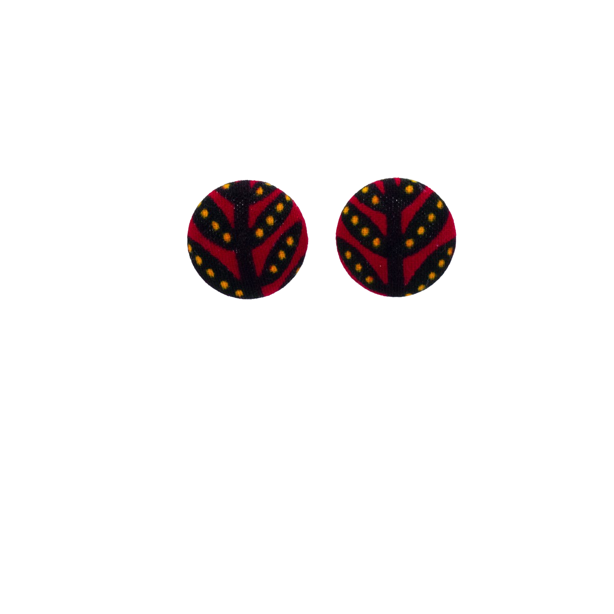 Red Ankara Button Earrings | Stud Earrings | Button Earrings